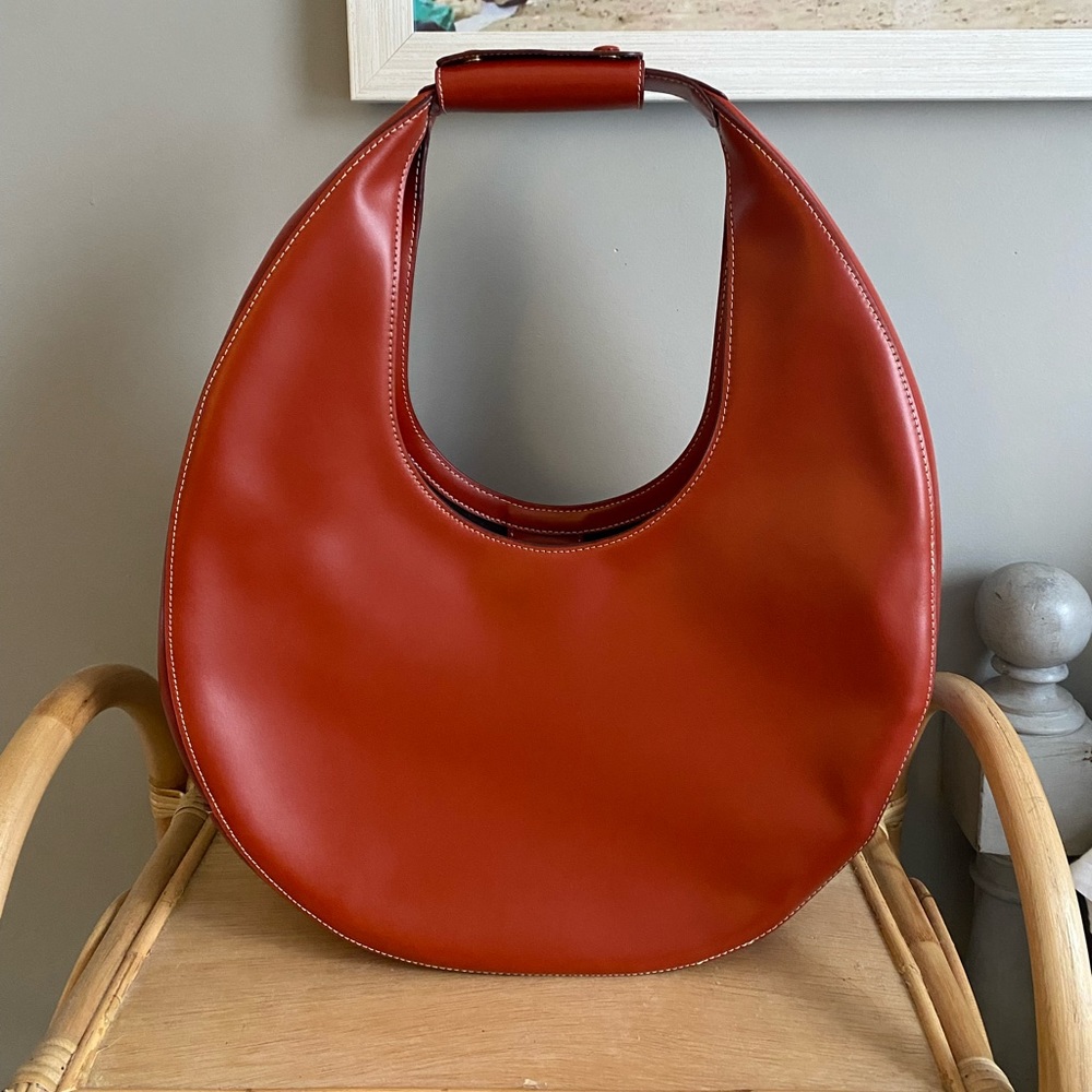 STAUD Large Cognac Moon Bag